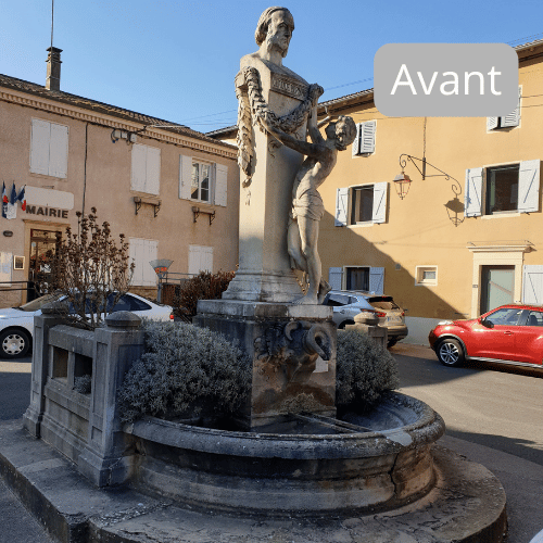 statue taille de pierre avant